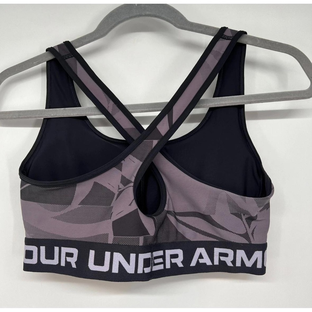 UNDER ARMOUR Black/Grey Abstract Elastic Underband Racerback Sports Bra Medium